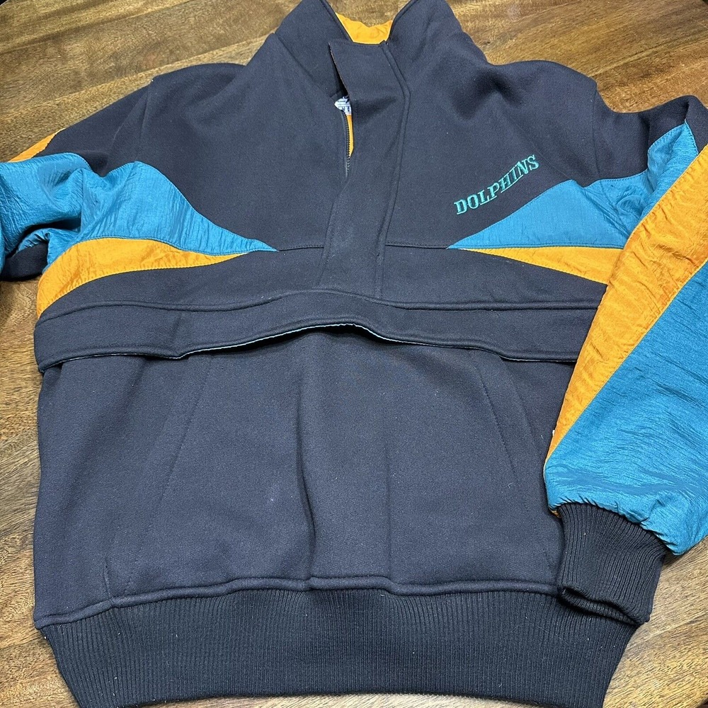 Vintage the Game Miami Dolphins Quarter Zip Sweatshirt‎ Jacket XL EUC